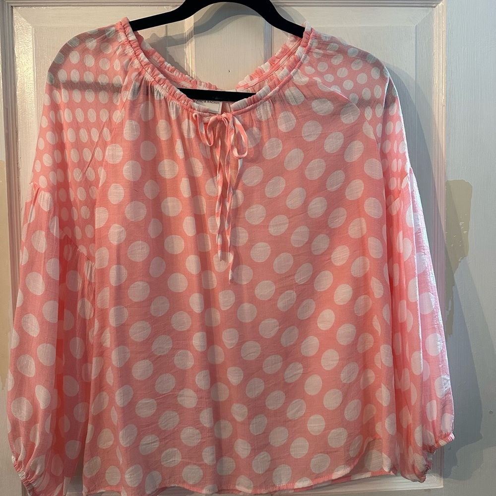 Zac & Rachel Pink and White Polka Dot Blouse